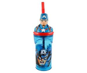 Boyz Toys STOR Vaso FIGURITA 3D 360 ML. Avengers Gallery Captain America, Azul, 23 x 7.5 x 7.5 cm