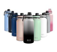 BOZ 1l Acero Inoxidable Y Botella, 1 Litro Botella Térmica orekóva Aislamiento Doble Pared, BPA Free Boca Ancho Termo Y Ro'ysã ha Haku, No Derrame Botella Isotérmica (Gradiente Negro)
