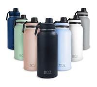 BOZ Botella Agua Acero Inoxidable de 1l, Botella Térmica 1 Litro con Aislamiento de Doble Pared, Termo Agua Fría y Caliente de Boca Ancha Sin BPA, Botella Isotérmica Antiderrame Color Negro Mate