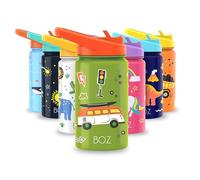 BOZ Botella Agua Niños con Pajita - Botella Agua Acero Inoxidable 414 ml, Botella Térmica Aislamiento Doble Pared Sin BPA, Botella Isotérmica Antiderrame con Asa Apta para el Lavavajillas (Coches)