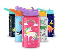 BOZ Botella Agua Niños con Pajita - Botella Agua Acero Inoxidable 414 ml, Botella Térmica Aislamiento Doble Pared Sin BPA, Botella Isotérmica Antiderrame con Asa Apta para el Lavavajillas (Unicornio)