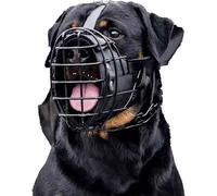 Bozal ajustable de metal y cuero para perro pastor alemán, Doberman, Rottweiler y otros perros medianos y grandes, ideal para adiestramiento, negro, L