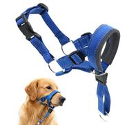 Bozal Antitirones, Azul Bozal para Perros Grandes para Perros Nylon Grandes Pequeños Medianos, Bozales Lazo Ajustable, para Perros, Evitan Morder, Masticar y Ladrar
