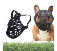 Bozal corto para perro, bozal de bulldog francés con diseño de lengua para evitar que coman cosas que muerdan lamiendo, bozal de malla y transpirable para perro para aseo y caminar (negro-S)