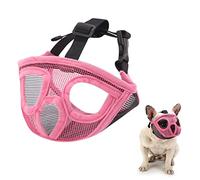 Bozal corto para perro bulldog de malla transpirable ajustable para entrenar mordeduras ladridos, evita mordeduras y ladridos desordenados, poliéster cómodo, hebilla de liberación rápida, ajuste