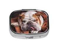 Bozal de Bulldogs ingleses para perros durmientes, pastillero con 2 compartimentos, organizador portátil