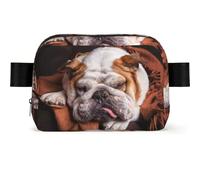 Bozal de bulldogs ingleses para perros durmientes, riñonera cuadrada de viaje, riñonera casual para hombres y mujeres