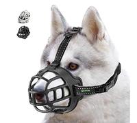 Bozal de Canasta para Perros, Perro Bozal, Respirable Boca Cubierta Y Ajustable Correa, Evitar Morder, Masticar. (Tamaño 3,Negro)