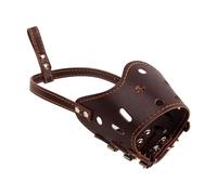 Bozal de cuero para perro, mantiene al perro tranquilo, bozal de cuero transpirable y seguro, transpirable y cómodo, con hebilla ajustable, adecuado para la mayoría de perros, ayudante para el hogar