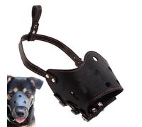 Bozal de cuero para perro, mantiene al perro tranquilo, bozal de cuero transpirable y seguro, transpirable y cómodo, con hebilla ajustable, adecuado para la mayoría de perros, ayudante para el hogar
