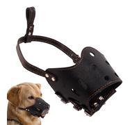 Bozal de cuero para perro, mantiene al perro tranquilo, bozal de cuero transpirable y seguro, transpirable y cómodo, con hebilla ajustable, adecuado para la mayoría de perros, ayudante para el hogar