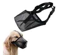 Bozal de nailon suave para perro, transpirable, con correas ajustables, máscara de malla para perros medianos/grandes, evita comer, morder, lamer y masticar, permite jalar y beber (negro, L)