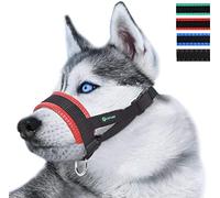 Bozal de Nylon para Perros Grandes Previene Mordidas, Ladridos y Que Mastiquen, Bozal Lazo Ajustable (M,Rojo)