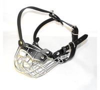 Bozal de perro de alambre de metal fuerte para Bully XL, American Bully y otros (B4, cuero negro plateado)