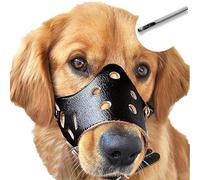 Bozal de Piel para Perro sin Barras, cómodo y Seguro, Anti Ladrones, Transpirable y Ajustable, Permite Beber y Comer, se Utiliza con Collares