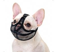 Bozal para bulldog francés de hocico corto, sin cubierta frontal, malla transpirable, ajustable, antimordeduras, negro, talla S