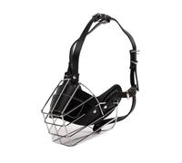 Bozal para perro, bozal ajustable de cuero para perro, antimordeduras y antiingestión, accesorios para mascotas (negro, M)