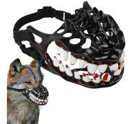 Bozal para perro con dientes, disfraz de mascota de Halloween, accesorio aterrador para perro, bozal antimordedura de hombre lobo, disfraz espeluznante que transforma a tu mascota en una criatura