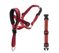 Bozal para perro, correa de nailon reflectante, protector bucal seguro para razas medianas y grandes, ajuste cómodo, ajustable, evita morder y comer artículos nocivos (rojo, M)