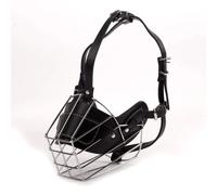 Bozal para perro, mascarilla bucal antimordeduras para mascotas, cubierta protectora de bozal de Metal de cuero ajustable y transpirable, bozales para accesorios para perros Black M Suit 7-15kg