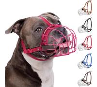 Bozal para Perro Pitbulls con Cesta de Alambre de Metal, máscara Amstaff para Perros medianos y Grandes (Rosa)