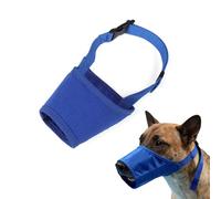Bozal para perro, transpirable e impermeable, ajustable, para perros pequeños, medianos, antimordeduras, antiladridos, protección contra la masticación (azul, adecuado para hocicos largos)