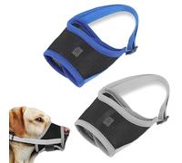 Bozal para Perros Anti-Mordedor para Perro S, Diseño Ajustable, Cómodo y Transpirable, Pack de 2 Colores: Gris y Azul, Tamaño S, 10-13 cm de Circunferencia de Hocico
