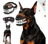 Bozal para Perros con diseño de Dientes aterradores: bozal de Monstruo Aterrador, con Correas Ajustables para Perros pequeños, medianos y Grandes; Ideal para Halloween, Fiestas y Cosplay (A-XL)
