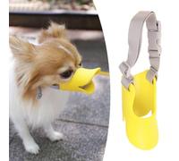Bozal para perros con efecto antimordida, protector bucal de pato suave de silicona con correa ajustable, ideal para perros pequeños y medianos, ideal contra ladridos, mordeduras, masticar (amarillo