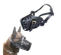 Bozal para Perros para Pastor Alemán Malinois, Protector Bucal de Cuero para Perros para Morder, Masticar, Acicalamiento, para Perros Medianos y Grandes, Negro - 35 * 50 cm