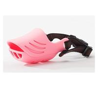 Bozal para perros pequeños y medianos, tapón de silicona suave antiladridos, cubierta de boca de pato transpirable ajustable con correa de seguridad (rosa, M)