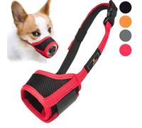 Bozal para Perros, Transpirable Malla de Nailon Bozales para Perros con Ajustable Lazo para Entrenamiento Canino Morder Comer,Ladridos y Masticar Pequeños y Medianos Perros (S, Rojo)