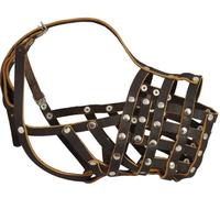 Bozal Seguro para Perro de Piel auténtica, Gran danés, San Bernardo, mastín (Circunferencia de 18.5 Pulgadas, Longitud del hocico 4.7 Pulgadas)