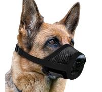 Bozal XL ajustable para perros de raza grande, evita mordeduras, malla de poliéster negro, apto para hocico de 22 a 28 cm