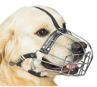 Bozales de Metal Cromado para Perro, Cesta de Alambre, Correas de Cuero Ajustables (№6) Circunferencia es de 13 a 13.8 Pulgadas, Longitud de 3.9 a 4.3 Pulgadas, bozal de Perro para Labrador Retriever