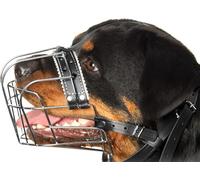 Bozales de Metal para Perro Rottweiler (№2) - Cesta de Alambre Correas de Cuero Ajustables de Cuero - La Circunferencia del hocico es de 26-36,8 cm de Longitud es de 6,8-8,9 cm