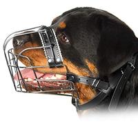 Bozales de Metal para Perro Rottweiler (№3) - Cesta de Alambre Correas de Cuero Ajustables de Cuero - La Circunferencia del hocico es de 27-38 cm de Longitud es de 6,8-9,4 cm