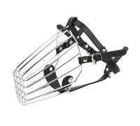 Bozales de Metal para Perros, Cesta de Acero Inoxidable, Correas de Cuero Ajustables, Hocico Reforzado con Pastor Alemán, Transpirable, Evita Morder, Bozal Ajustable para Perros