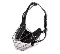 Bozales para Perros pequeños Perro Grande Cesta de Metal Ajustable Bozal Anti-mordedura Cubierta de la Boca Bark Chew Bozal Mascota Perro Transpirable Bozales para Evitar morder-Black||L