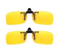 BOZEVON 2 Pares de Clip en gafas de Sol Lentes de Visión Nocturna Polarizados - Protección UV400 Antirreflectante para Conducción/Pesca/Deportes al aire libre, 2 * Amarillo/L