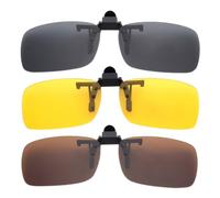 BOZEVON 3 Piezas Clip en la Lente Gafas de Sol Polarizadas y Gafas de Visión Nocturna - Anti Reflejante Protección UV400 para Hombres/Mujeres, Gris & Amarillo & Marrón/S