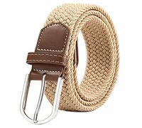 BOZEVON Cinturón elástico tejido - Multi-colores Cinturón de tejido elástico trenzado la tela de estiramiento para Hombres Mujeres Caqui