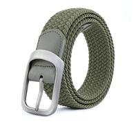 BOZEVON Cinturón para Hombre - Unisex Cinturón Trenzado Elástico Tejido Extensible Cinturón Casual Ajustable Cinturón de Tela Cinturón Golf para Hombres y Mujeres (Verde)