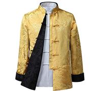 BOZEVON Hombres/Mujer Chino Tang Traje Tops - Primavera otoño Ambos Lados Abrigo Chaqueta de Manga Larga de Artes Marciales Kung Fu Camisetas Tang, 3XL/Estilo 06 - Hombres
