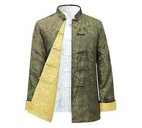 BOZEVON Hombres/Mujer Chino Tang Traje Tops - Primavera otoño Ambos Lados Abrigo Chaqueta de Manga Larga de Artes Marciales Kung Fu Camisetas Tang, XL/Estilo 04 - Hombres
