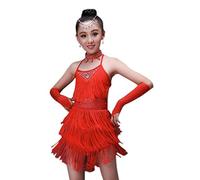 BOZEVON Niñas Latina Tango Salón De Baile Salsa Borla Falda Traje De La Danza
