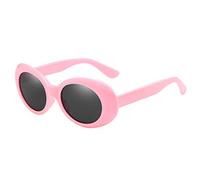 BOZEVON Retro Gafas de sol Ovaladas - UV400 de Protección Anteojos para Mujer y Hombre Rosa-Negro C5