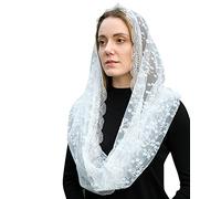 Bozidol Mantilla Tradicional de Estilo Vintage, Velo Blanco de Encaje Infinito para Capilla de Iglesia, Mantilla Católica para Misa Latina, Cobertura para la Cabeza