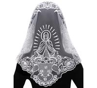 Bozidol Mantilla Triangular Bordada de la Inmaculada Concepción, Velo de Encaje para Capilla, Cobertura para Misa Católica Latina en la Iglesia
