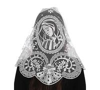 Bozidol Velo de Novia Católica para Boda, Mantilla para Iglesia, Chal Cristiano para Oración en Misa, Velos para Iglesia, Velo de Primera Comunión (Blanco)